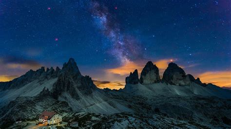 Milky Way Over Tre Cime Di Lavaredo Dolomites Alps Italy Windows