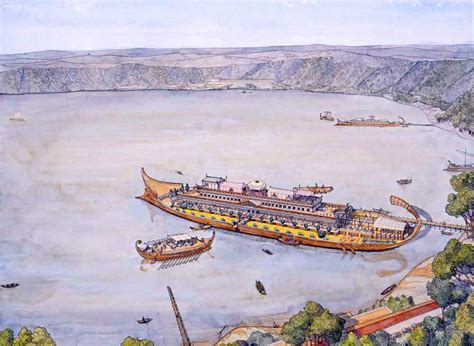 Pleasure Barges Of Caligula Moored On Lake Nemi C40 Ad Elaborate