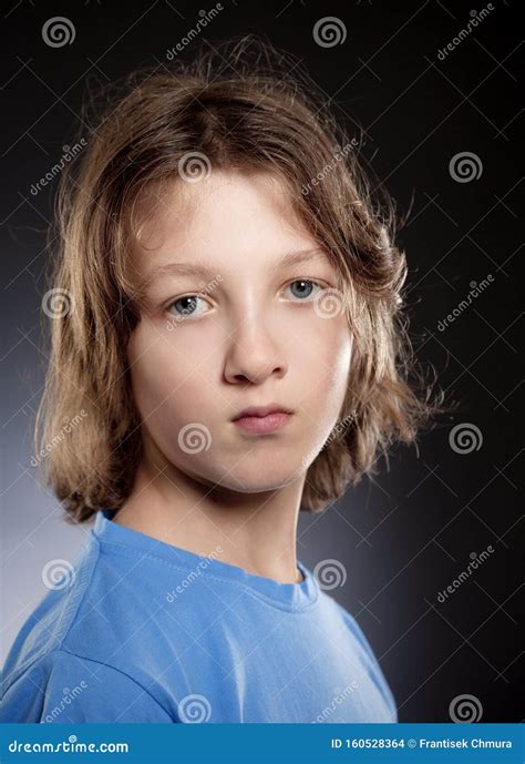 Portrait Of A Boy With Brown Hair Stock Photo Image Of Hair Brown