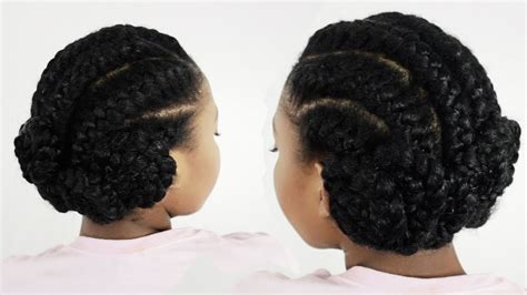 Goddess Braids Pinwheel Bun Under Braid Hairstyles For Black Women