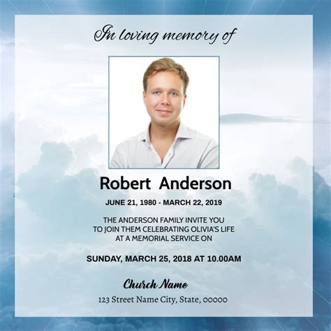 Funeral Announcement Card Template Postermywall