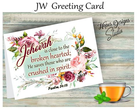Jw Tsjw Greeting Cardjehovah Is Close To The Broken Etsy Canada