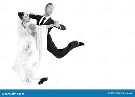 Ballrom Dance Couple In A Dance Pose Isolated On White Bachground Stock