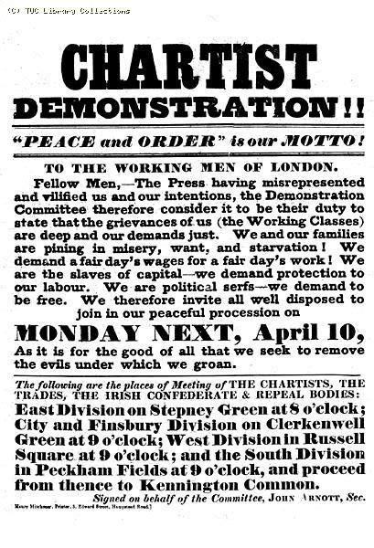 Poster Advertising The Chartists Demonstration 1848 Organised By The National Charter