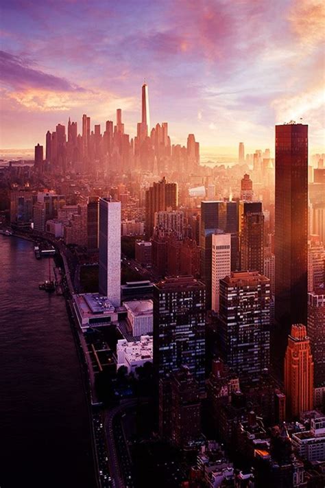 New York Sunset City Skyline Iphone 4s Wallpapers Free Download