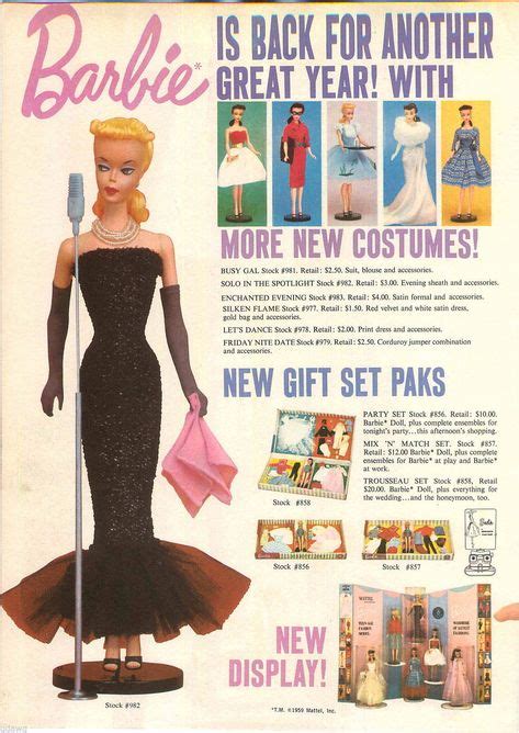 1960 Advert Barbie Doll New Costumes Outfits Party Set Trousseau Busy Gal Dance Barbie Ken And