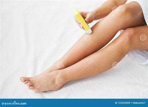 Depilation On The Female Legs With Waxing Stock Image Image Of Female