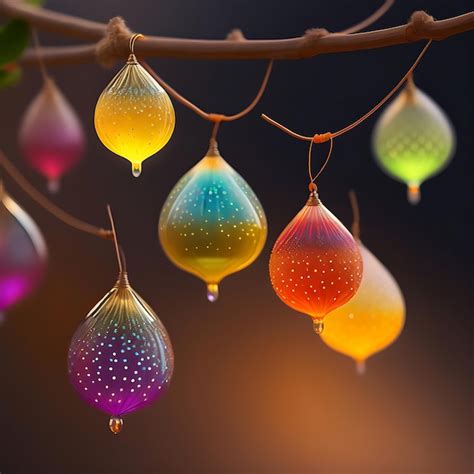 Premium Ai Image A String Of Glittering And Translucent Light Colorful Physalis Peruviana L