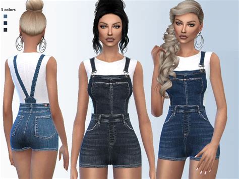 A Casual Denim Romper With White Shirt Found In Tsr Category Sims 4