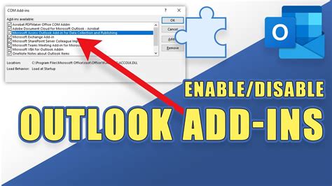 How To Enable Disable Add Ins In Outlook Youtube