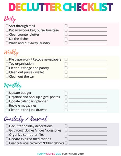 Printable Declutter Checklist