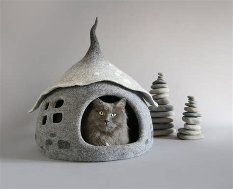 Cat house buy a house accessory for motorcycle cafe racer cat funny tumblr cat cave wool bag for cats to sleep coward the cowardly dog cat cave felt indoor pet house. Amazing Fantasy Felted Wool Cat Caves • hauspanther