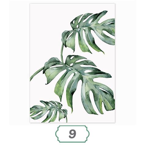 Tropical Plants Green Leaves Scandinavian Style Canvas Print Large