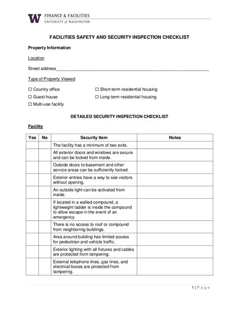 Safety And Security Checklist Examples Format Pdf Examples
