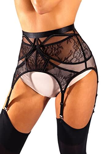sofsy lace garter belt suspender belt with clips for women s thigh high stockings stockings