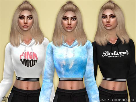 Casual Crop Hoodie By Black Lily At Tsr Sims 4 Updates