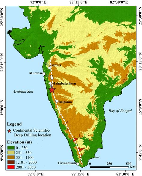 Topographic Map Of India Based On Shuttle Radar Topography Mission