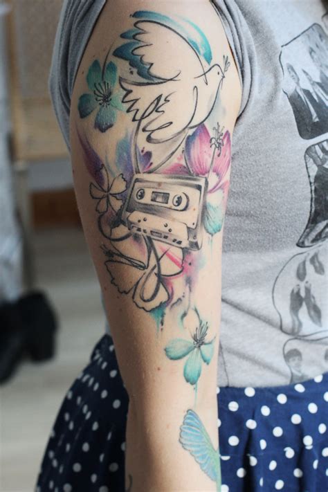 Tattoo No 4 Flowers A Tape And Picassos Peace Dove Tattooed By