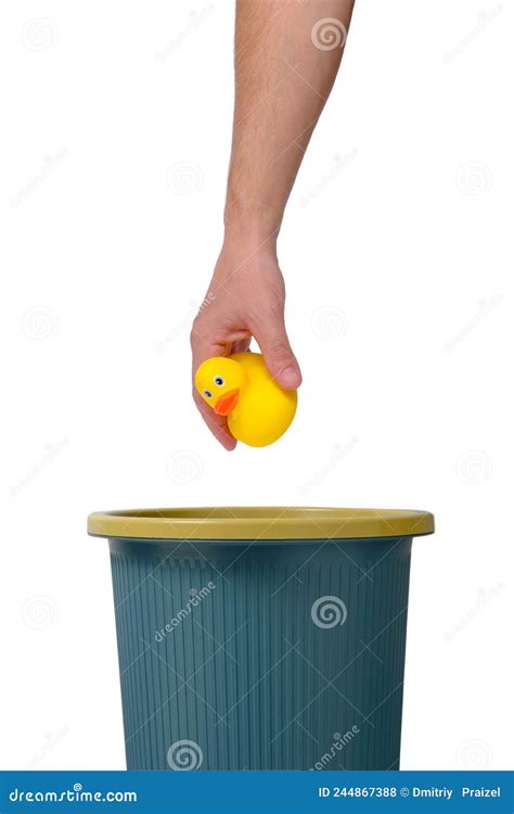 Throw Yellow Rubber Duckling In Trashend Childhood Beginning Adulthood
