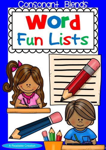 S words, phrases, sentences, and reading passages for targeted speech therapy practice. Consonant Blends - Word Fun Lists for Year 2 | Teaching ...