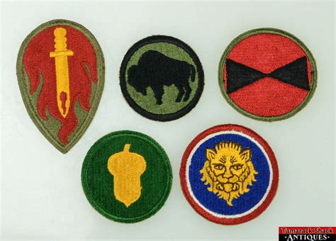 5pc Wwii Us Army 92nd 106th 63rd 87th 7th Infantry Division Insignia