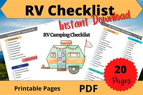 Most Essential Printable Rv Checklists With 3 Cover Etsy