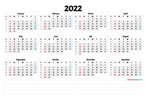 Free Cute Printable Calendar 2022 6 Templates