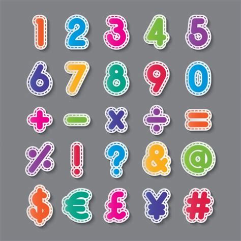 Números Y Símbolos De Colores Vector Gratis