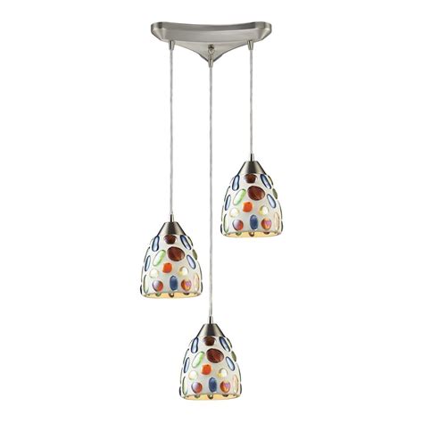 Modern Multi Light Pendant Light With Multi Color Glass And 3 Lights 542 3 Destination Lighting