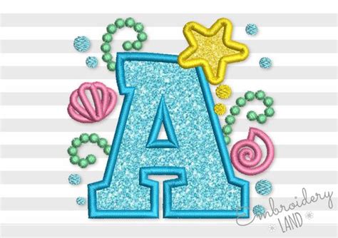 Brandcrowd logo maker is easy to use and allows you full customization to download your letter logo and start sharing it with the world! Cute Mermaid Sea Letter A Applique Embroidery Design by ...