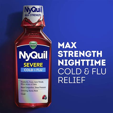 Buy Vicks Nyquil Severe Nighttime Relief Of Cough Cold And Flu Relief Sore Throat Fever
