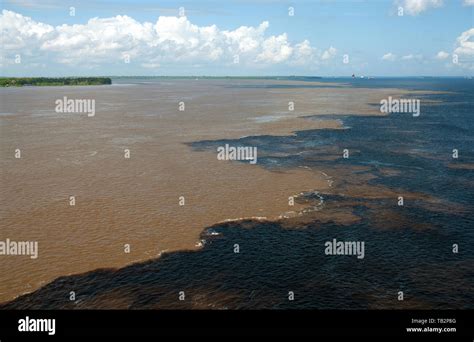 Meeting Of The Waters Of The Negro And Solimoes Rivers Hi Res Stock