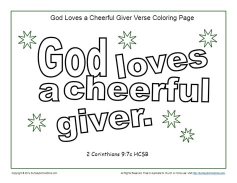God Loves A Cheerful Giver Coloring Page Bible Activities