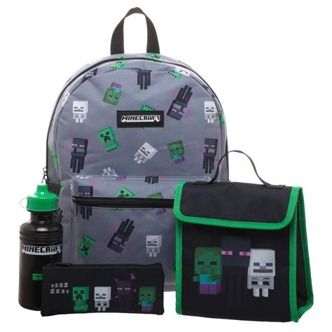 Koop 4 Piece Set Minecraft Backpack School Bag Pencil Case Water Bottle