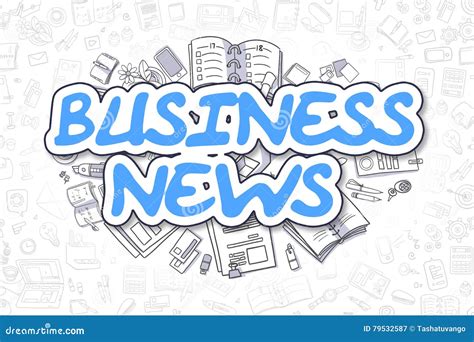Business News Doodle Blue Inscription Business Concept Stock
