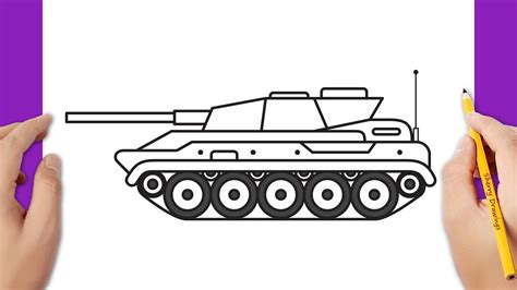 How To Draw A Tank Easy Youtube