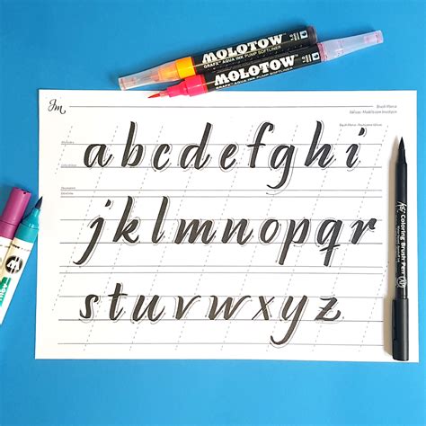 Modelo de alfabeto Brush Pen em PDF para imprimir GRÁTIS Juliana Moore