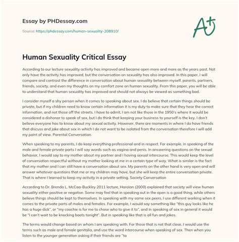 human sexuality critical essay