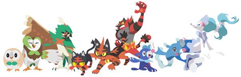 Pokemon Sun And Moon Starters And Evos Vectors By Firedragonmatty