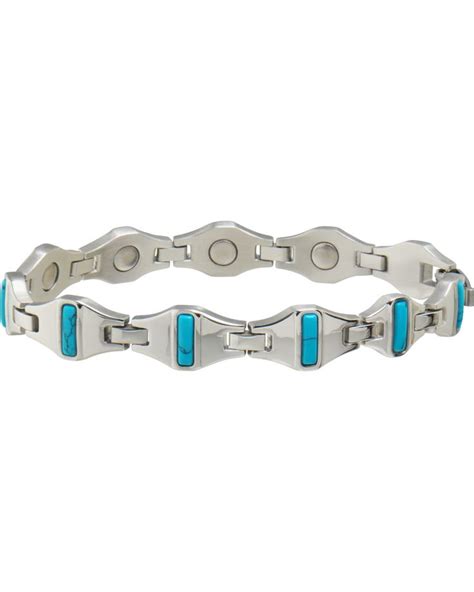 Sabona Women S Bright Stainless Turquoise Magnetic Bracelet Magnetic