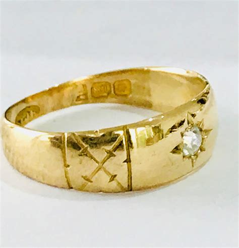 Stunning Antique Edwardian 18ct Gold Ladies Diamond Gypsy Pinky Ring
