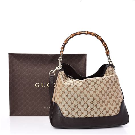 Gucci Monogram Medium Diana Bamboo Shoulder Bag Dark Brown