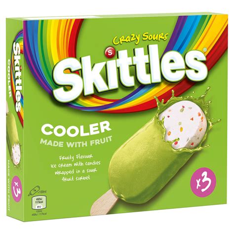 Skittles Cooler Sour Fruity Ice Cream 3 X 100ml Ice Cream Cones