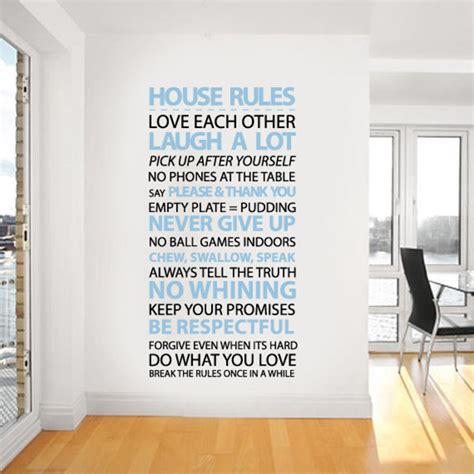 House Rules Vinyl Wall Sticker Housewares Home Wall Decal 60 Etsy