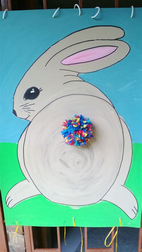 Pin The Tail To The Bunny Bunny Poster And Pompom Birthday Party