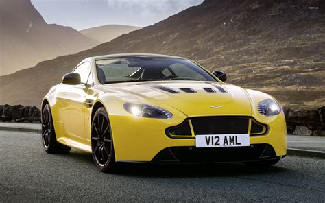 Yellow Aston Martin Vantage S On The Road Wallpaper Car Wallpapers