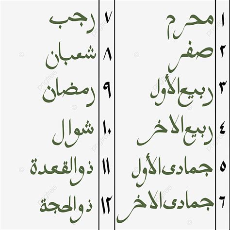 Islamic Months Png Transparent Islamic Month In Arabic Text Month
