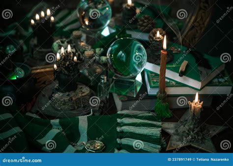 Magical Stuff on a Table, Wizard and Magic Concept Stock Image - Image