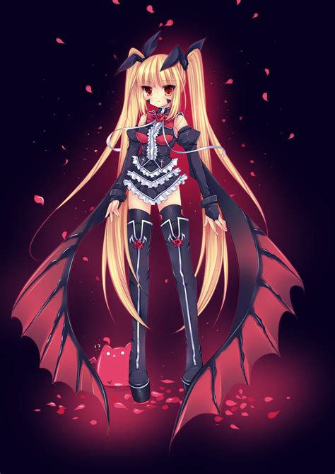 Wallpaper Illustration Long Hair Anime Girls Wings Red Eyes