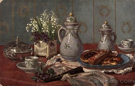 Tea And Pastries On Table Still Life